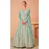 Pista Green Georgette Embroidered Anarkali Style Designer Plus Size Salwar Suit - 143908419 