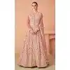 Peach Georgette Embroidered Anarkali Style Designer Plus Size Salwar Suit - 143908421