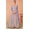 Violet Georgette Embroidered Anarkali Style Designer Plus Size Salwar Suit - 143908422