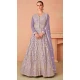 Violet Georgette Embroidered Anarkali Style Designer Salwar Suit - 143908422