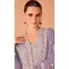 Violet Georgette Embroidered Anarkali Style Designer Plus Size Salwar Suit - 143908422