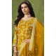 Yellow Dola Silk Embroidered Party Wear Palazzo Salwar Suit - 144218613