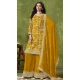 Yellow Dola Silk Embroidered Party Wear Palazzo Salwar Suit - 144218613