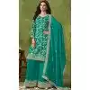 Rama Green Dola Silk Embroidered Party Wear Plus Size Palazzo Salwar Suit - 144218615