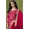 Pink Dola Silk Embroidered Party Wear Plus Size Palazzo Salwar Suit - 144218616