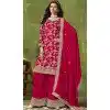Pink Dola Silk Embroidered Party Wear Plus Size Palazzo Salwar Suit - 144218616