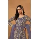 Violet Net Embroidery Work Anarkali Style Designer Salwar Suit - 144438759