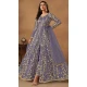 Violet Net Embroidery Work Anarkali Style Designer Salwar Suit - 144438759