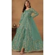 Green Net Embroidery Work Anarkali Style Designer Salwar Suit - 144438761