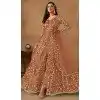 Rust Net Embroidery Work Anarkali Style Designer Plus Size Salwar Suit - 144438762