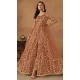 Rust Net Embroidery Work Anarkali Style Designer Salwar Suit - 144438762