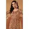 Rust Net Embroidery Work Anarkali Style Designer Plus Size Salwar Suit - 144438762