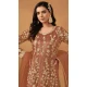 Rust Net Embroidery Work Anarkali Style Designer Salwar Suit - 144438762