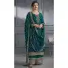 Teal Green Dola Silk Embroidered Prachi Desai Plus Size Palazzo Suit - 144939095