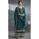 Teal Green Dola Silk Embroidered Prachi Desai Palazzo Suit - 144939095
