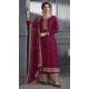 Wine Dola Silk Embroidered Prachi Desai Palazzo Suit - 144939096
