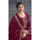 Wine Dola Silk Embroidered Prachi Desai Palazzo Suit - 144939096