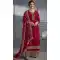 Red Dola Silk Embroidered Prachi Desai Palazzo Suit - 144939101