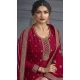Red Dola Silk Embroidered Prachi Desai Palazzo Suit - 144939101
