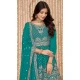 Rama Green Chinon Embroidered Designer Palazzo Salwar Kameez - 145079177