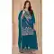 Blue Chinon Embroidered Designer Palazzo Salwar Kameez - 145079179