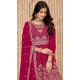 Pink Chinon Embroidered Designer Palazzo Salwar Kameez - 145079180
