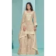 Beige Roman Silk Embroidered Party Wear Sharara Suit - 145159218