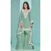Green Roman Silk Embroidered Party Wear Plus Size Sharara Suit - 145159219