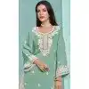 Green Roman Silk Embroidered Party Wear Plus Size Sharara Suit - 145159219