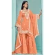 Orange Roman Silk Embroidered Party Wear Sharara Suit - 145159220