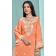 Orange Roman Silk Embroidered Party Wear Sharara Suit - 145159220