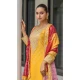 Yellow Chinon Embroidery Work Party Wear Palazzo Salwar Suit - 145439382