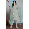 Plus Size Faux Georgette Embroidered Pakistani Salwar Kameez In Grey - 145519433