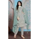 Faux Georgette Embroidered Pakistani Salwar Kameez In Grey - 145519433