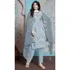 Plus Size Faux Georgette Embroidered Pakistani Salwar Kameez In Blue - 145519434