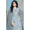 Plus Size Faux Georgette Embroidered Pakistani Salwar Kameez In Blue - 145519434