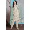 Plus Size Faux Georgette Embroidered Pakistani Salwar Kameez In Cream - 145519435