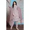 Plus Size Faux Georgette Embroidered Pakistani Salwar Kameez In Purple - 145519436