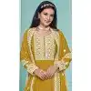 Mustard Georgette Embroidered Party Wear Plus Size Palazzo Salwar Kameez - 145549448