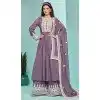 Violet Georgette Embroidered Party Wear Plus Size Palazzo Salwar Kameez - 145549449