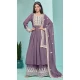 Violet Georgette Embroidered Party Wear Palazzo Salwar Kameez - 145549449