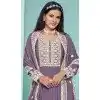 Violet Georgette Embroidered Party Wear Plus Size Palazzo Salwar Kameez - 145549449