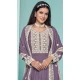 Violet Georgette Embroidered Party Wear Palazzo Salwar Kameez - 145549449