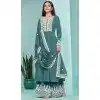 Teal Georgette Embroidered Party Wear Plus Size Palazzo Salwar Kameez - 145549450