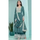 Teal Georgette Embroidered Party Wear Palazzo Salwar Kameez - 145549450