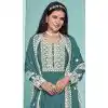 Teal Georgette Embroidered Party Wear Plus Size Palazzo Salwar Kameez - 145549450