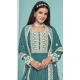Teal Georgette Embroidered Party Wear Palazzo Salwar Kameez - 145549450