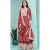 Rust Georgette Embroidered Party Wear Plus Size Palazzo Salwar Kameez - 145549451