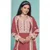 Rust Georgette Embroidered Party Wear Plus Size Palazzo Salwar Kameez - 145549451