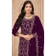 Faux Georgette Embroidered Designer Salwar Suit In Wine Color - 145569457